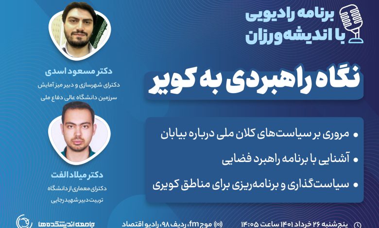 بیست و پنجمین برنامه رادیویی با اندیشه ورزان: نگاه راهبردی به کویر