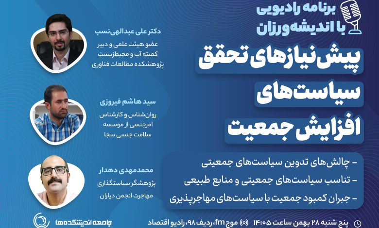 دهمین میزگرد رادیویی با اندیشه ورزان: پیشنیازهای تحقق سیاست های افزایش جمعیت