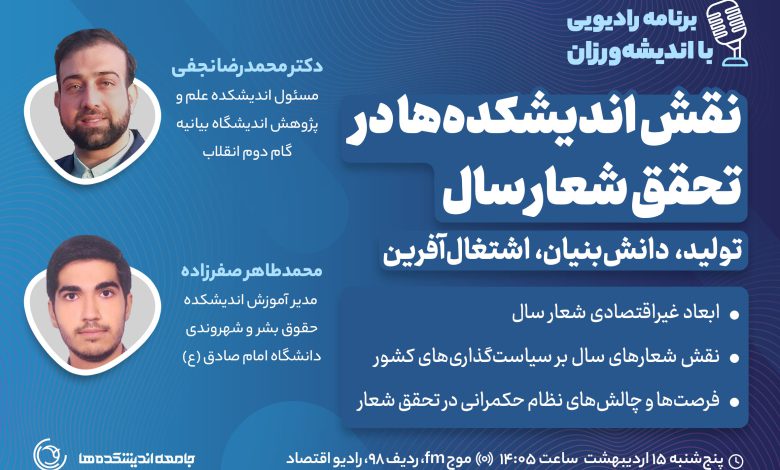 نوزدهمین میزگرد رادیویی با اندیشه ورزان: نقش اندیشکده ها در تحقق شعار سال