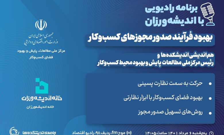 سی و یکمین برنامه رادیویی با اندیشه ورزان: بهبود فرآیند صدور مجوز کسب و کار