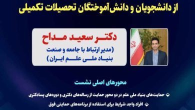 نشست معرفی حمایتهای بنیاد ملی علم ایران