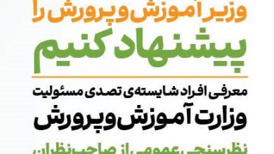 در کنار انتخاب رئیس جمهور، وزیر آموزش و پرورش را هم معرفی کنید