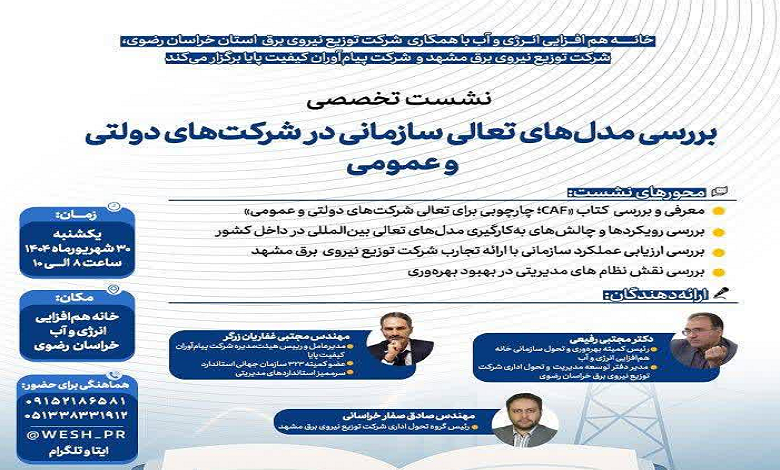 بررسی مدل های تعالی سازمانی در شرکت های دولتی و عمومی
